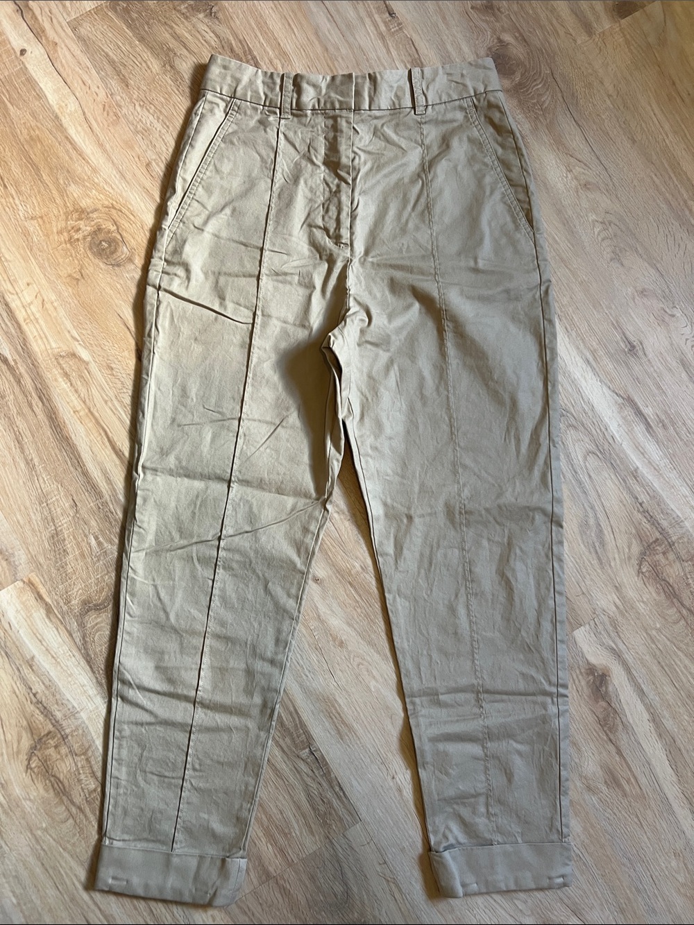 3.1 Phillip Lim Tan High-Rise Tapered Cotton Trousers